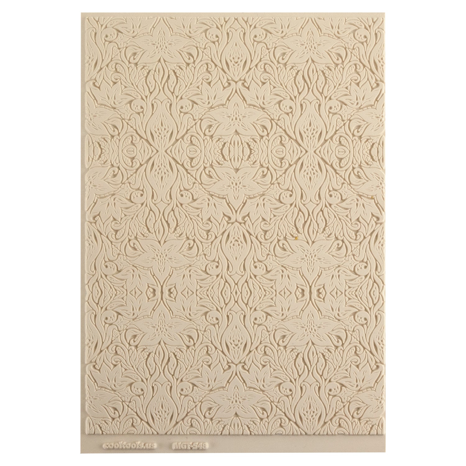 Mega Texture Tile - Lavish Lillies. Use to impress texture in soft clays. Mega Texture Tiles are perfect for projects both large and small. Mega Tiles measure 9-1/4" x 6" and are about 7 times larger than Texture Tiles. These textures are flexible, washable and can be used with any soft clay.
