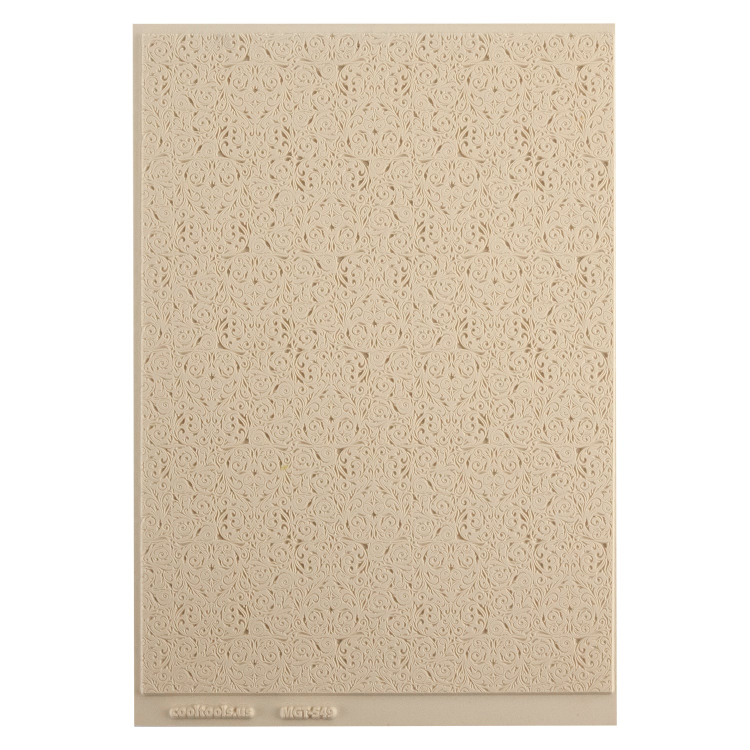 Mega Texture Tile - Damask. Use to impress texture in soft clays. Mega Texture Tiles are perfect for projects both large and small. Mega Tiles measure 9-1/4" x 6" and are about 7 times larger than Texture Tiles. These textures are flexible, washable and can be used with any soft clay.