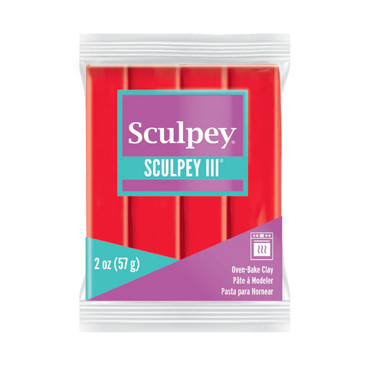 Sculpey III Polymer Clay - Red Hot Red 2 oz block
