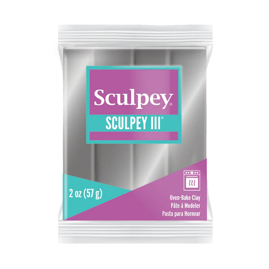Sculpey III Polymer Clay - Silver 2 oz block
