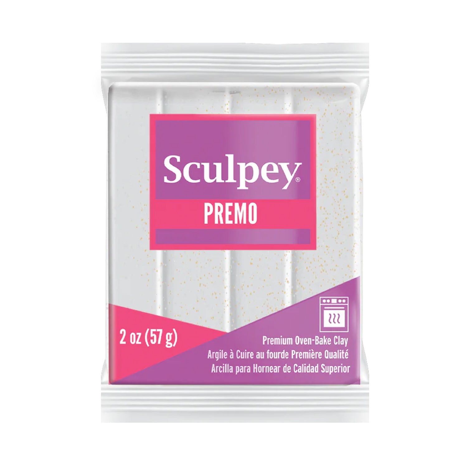 Premo Accent Sculpey Polymer Clay - White Gold Glitter 2 oz block