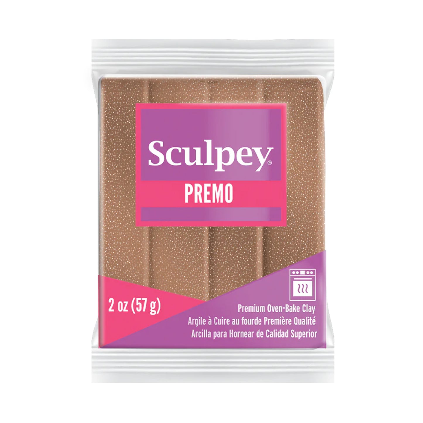 Premo Accent Sculpey Polymer Clay - Rose Gold Glitter 2 oz Block