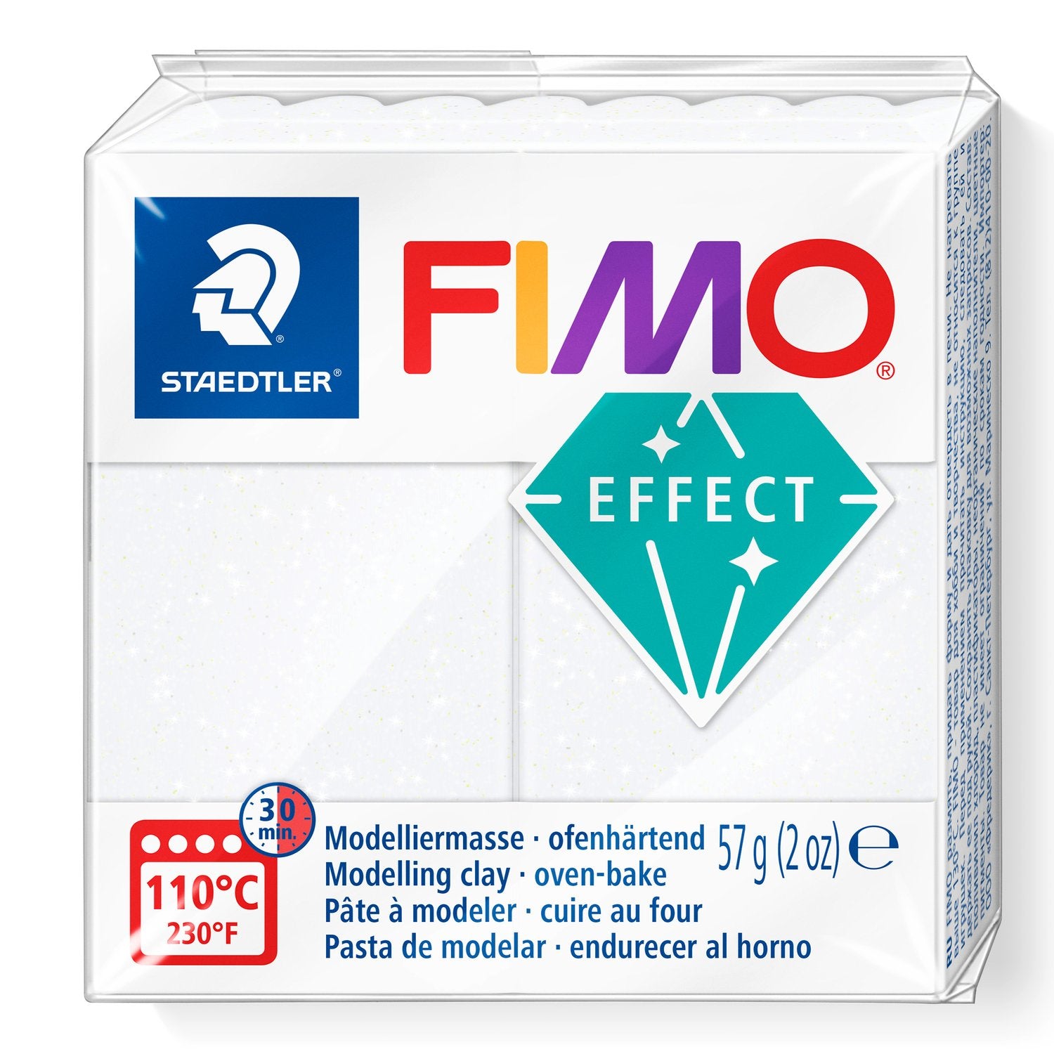 FIMO® Polymer Clay - Glitter White #052 2 oz block