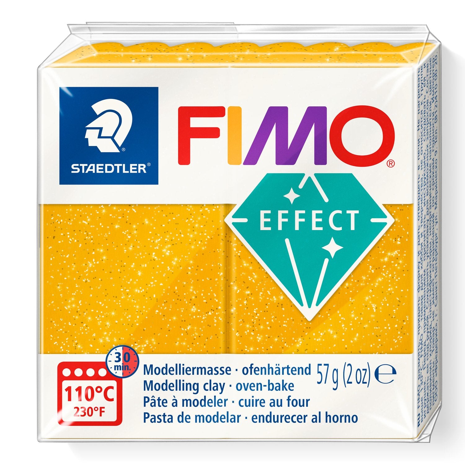 FIMO® Polymer Clay - Glitter Gold #112 2 oz block