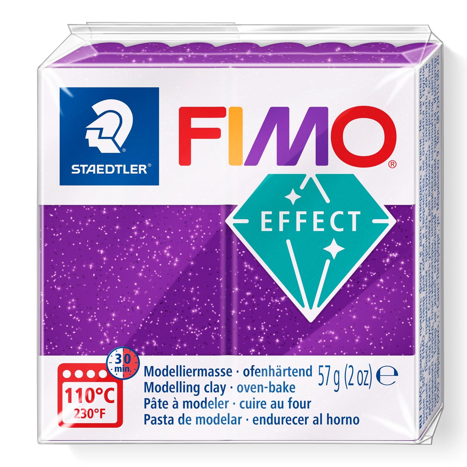 FIMO® Polymer Clay - Glitter Purple #602 2 oz block