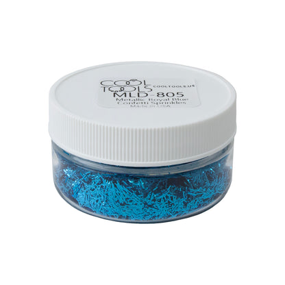 jar of Metallic Royal Blue Confetti Sprinkles