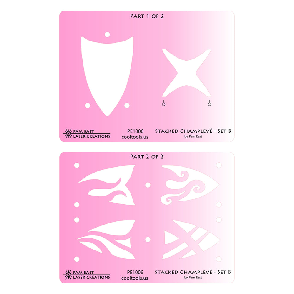 pink plastic Pam East Template - Stacked Champlevé - Set B