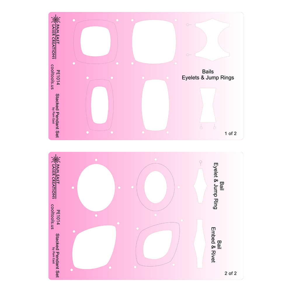 pink plastic Pam East Template - Stacked Pendant Set