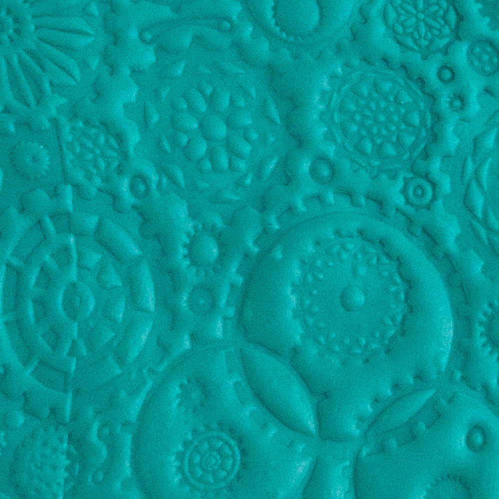 green clay sample of Pam East Texture Mat - Steampunk Fantasy