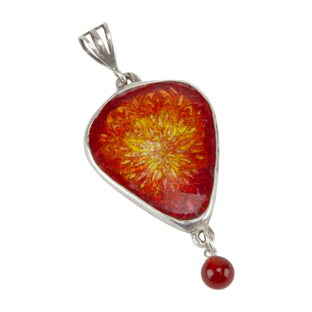 enameled silver pendant using Pam East Texture Mat - Chrysanthemum Burst