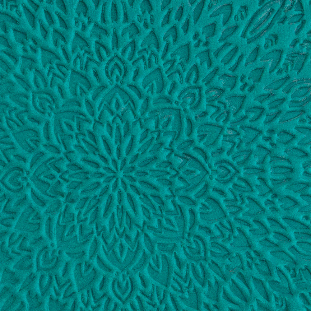 green clay sample Pam East Texture Mat - Chrysanthemum Burst Inverse