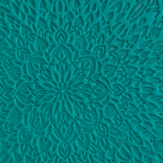 green clay sample Pam East Texture Mat - Chrysanthemum Burst Inverse