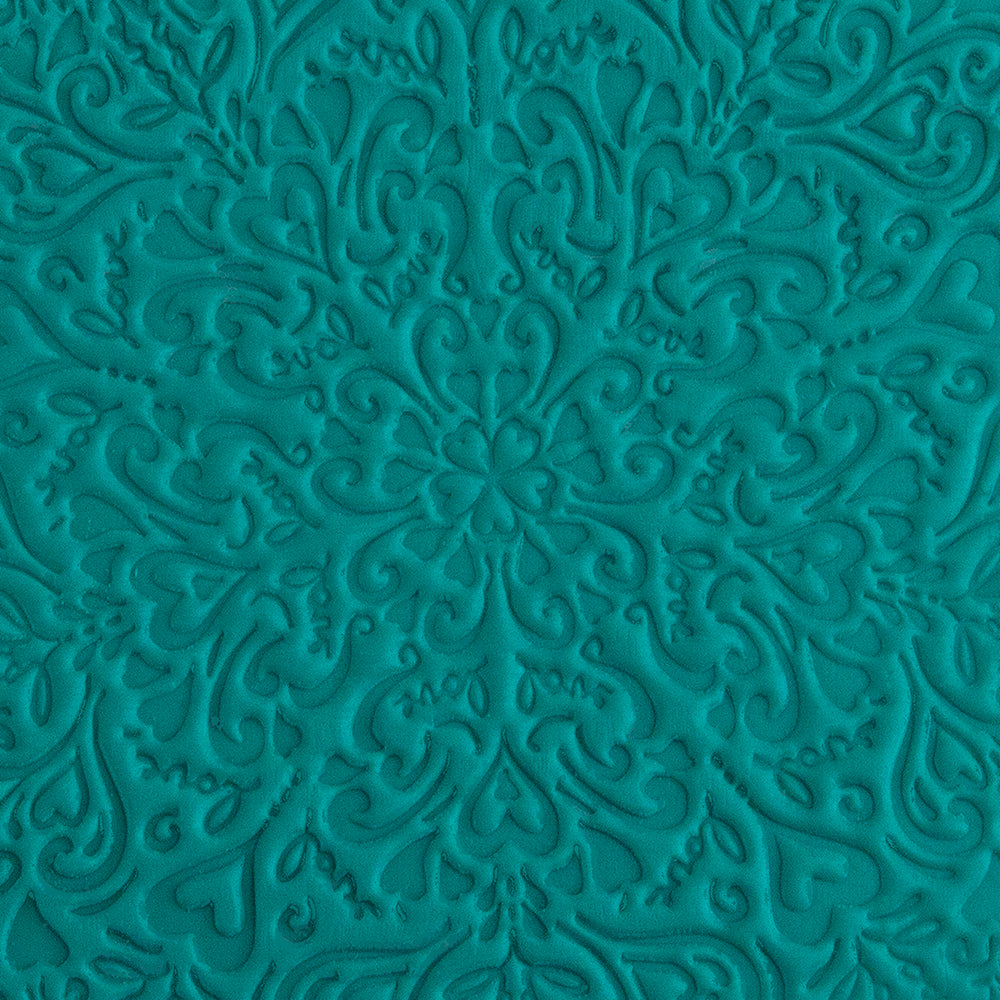 green clay sample of Pam East Texture Mat - Love Blooms Inverse