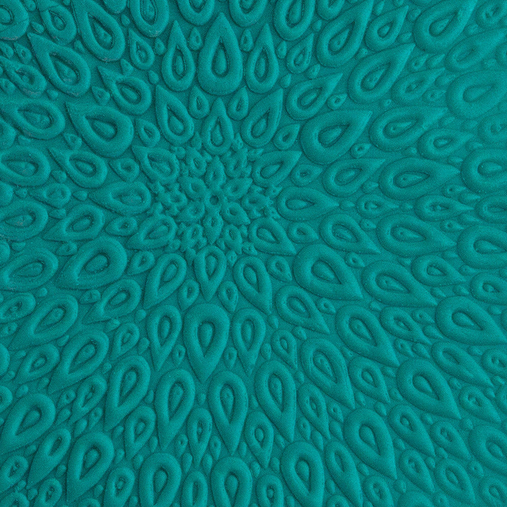 green clay sample of Pam East Texture Mat - Peacock Pinwheel