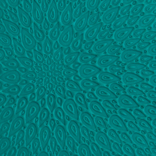 green clay sample of Pam East Texture Mat - Peacock Pinwheel Inverse