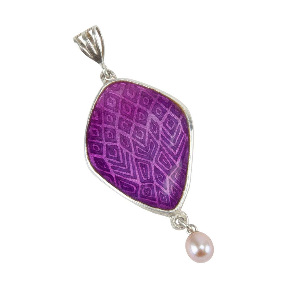 enameled silver pendant using Pam East Texture Mat - Diamond Dazzle