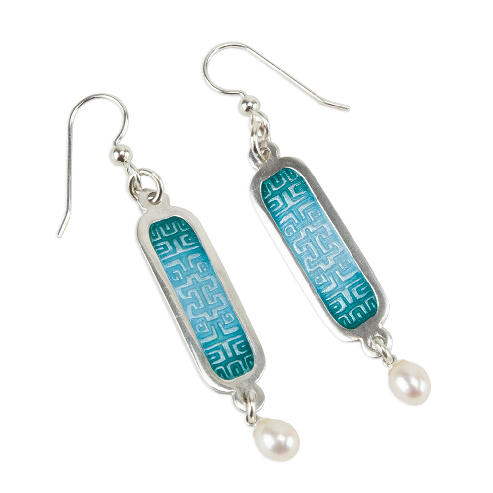 enameled silver earrings using Pam East Texture Mat - Mazed and Confused