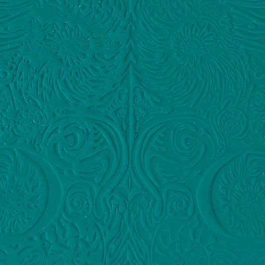 Carol Douglas Texture Mat - Cosmic Nautilus sample in green clay