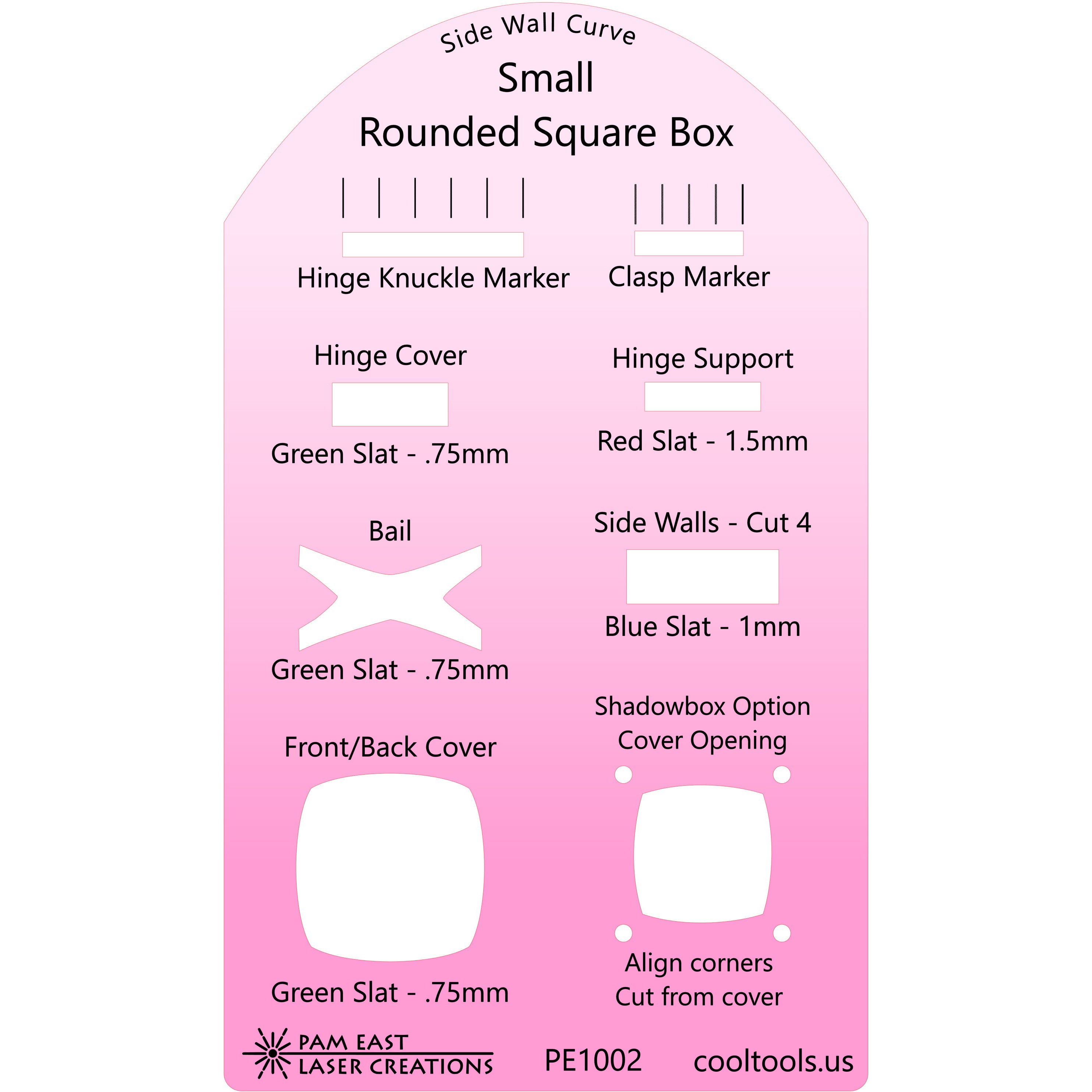 Pam East Template - Small Rounded Square Box - Craftcast Project Templ