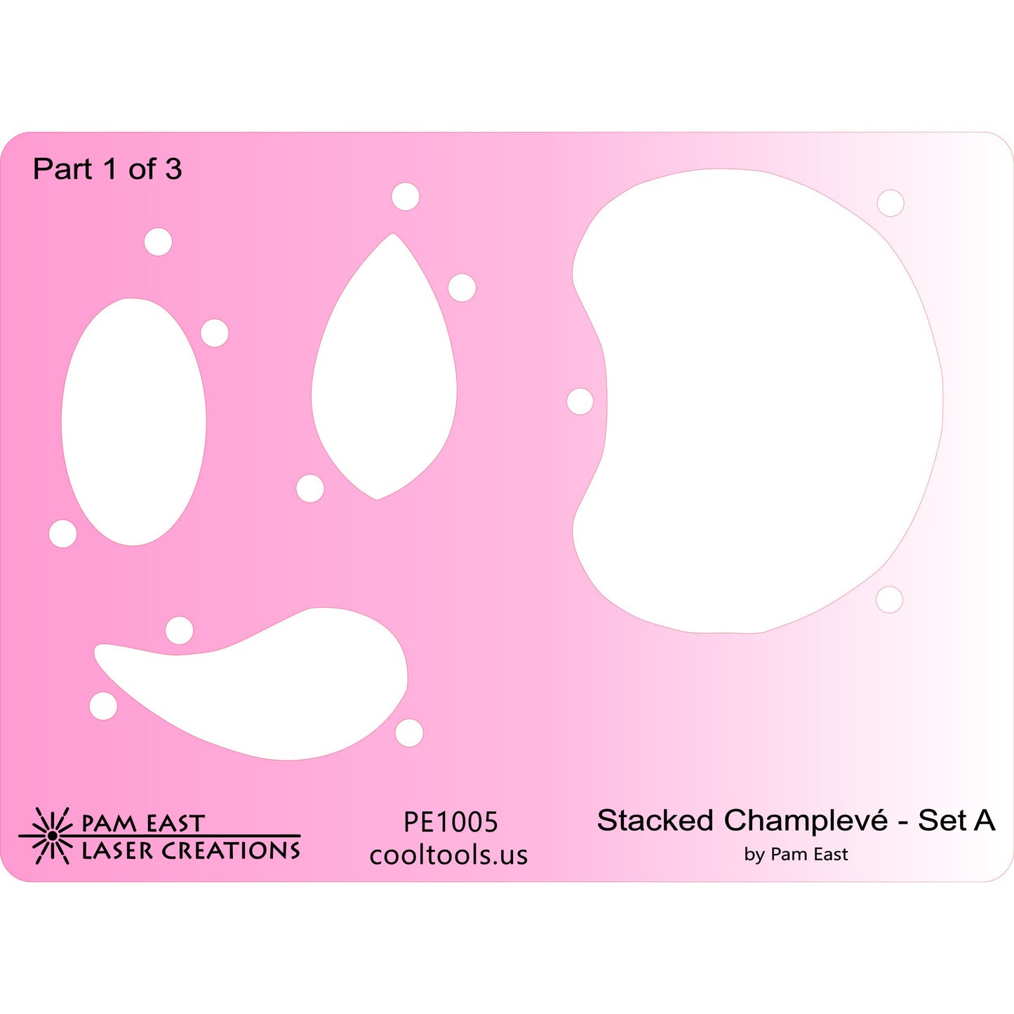 pink plastic Pam East Template - Stacked Champlevé - Set A