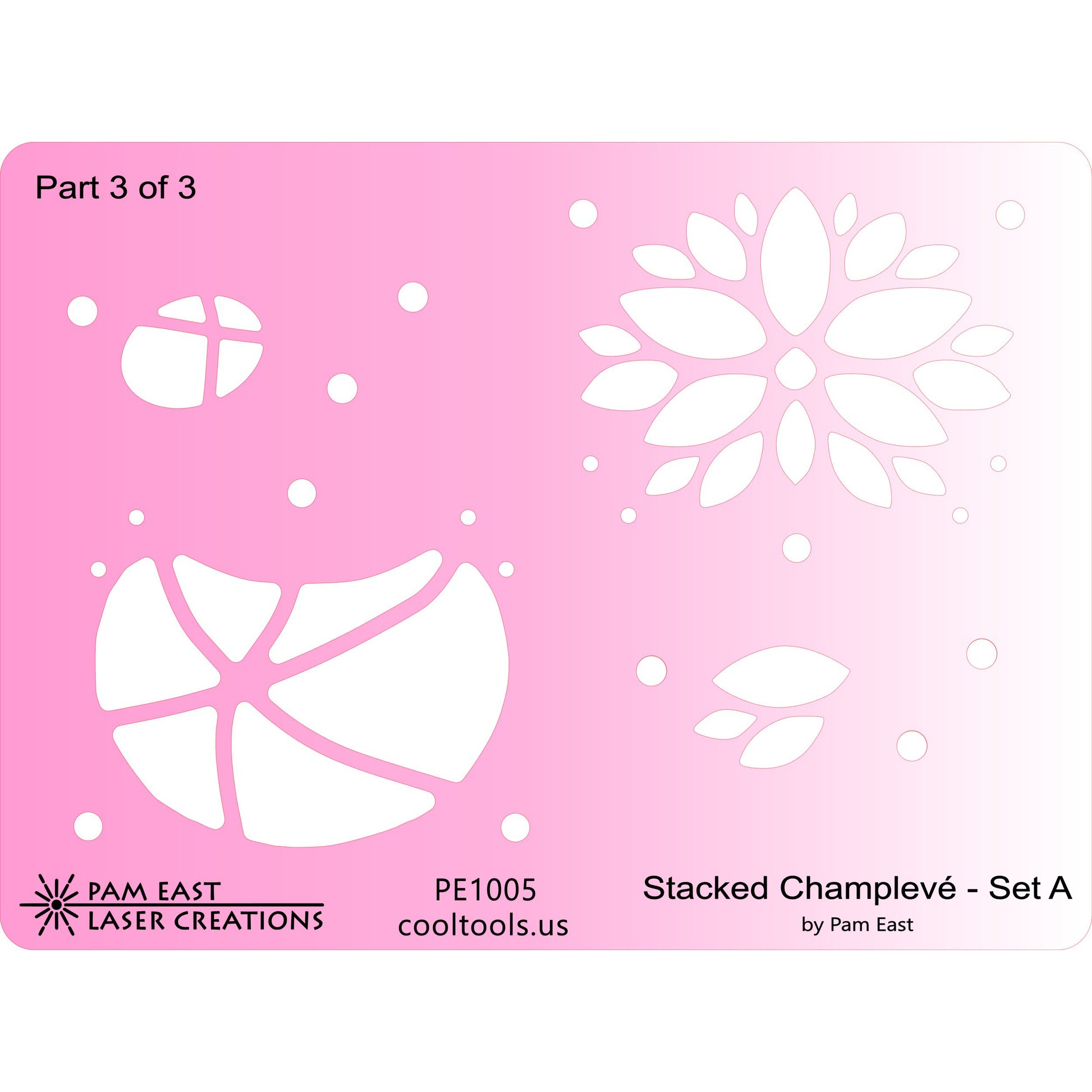 pink plastic Pam East Template - Stacked Champlevé - Set A