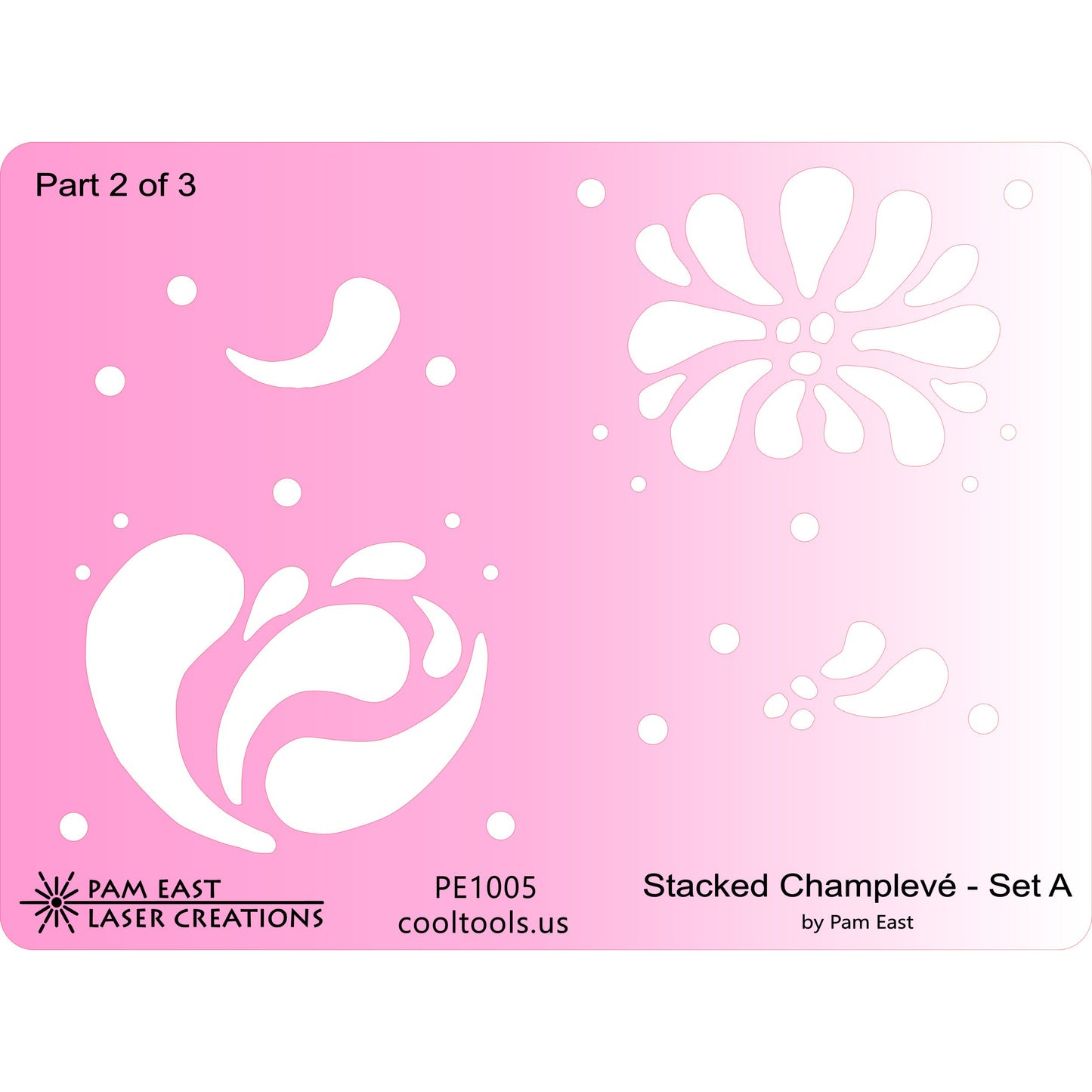 pink plastic Pam East Template - Stacked Champlevé - Set A