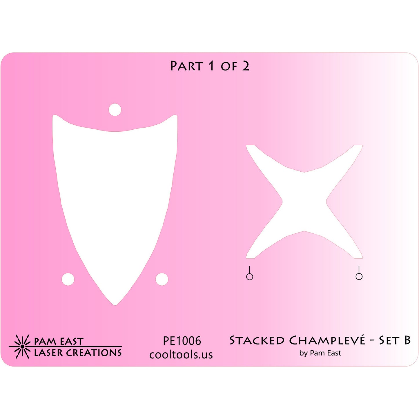 pink plastic Pam East Template - Stacked Champlevé - Set B