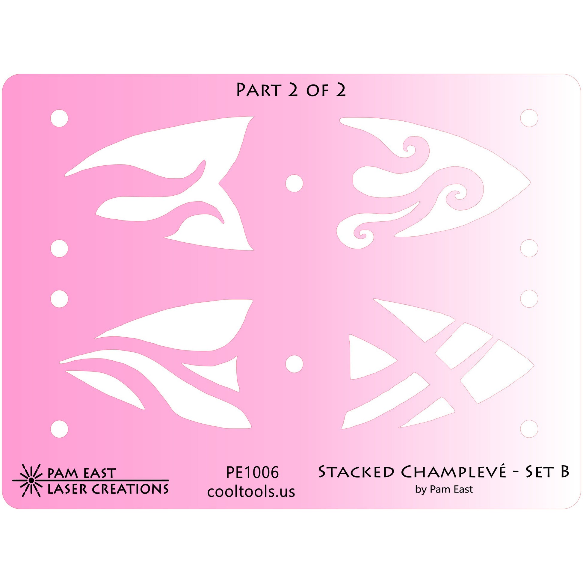 pink plastic Pam East Template - Stacked Champlevé - Set B