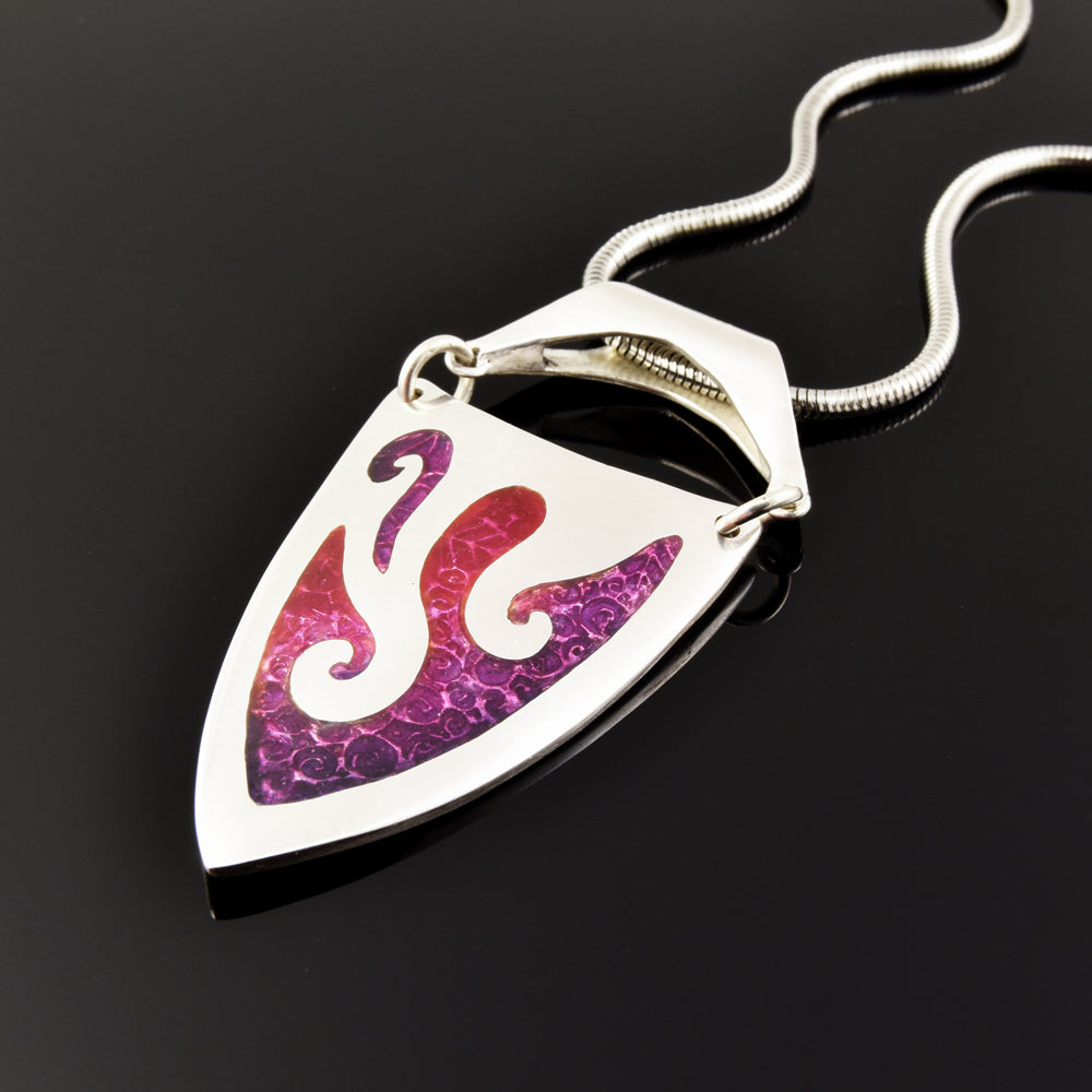 Pam East Template - Stacked Champlevé - Set B enameled silver pendant