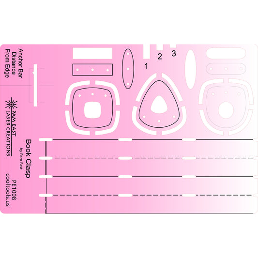 pink plastic Pam East Template - Book Clasp