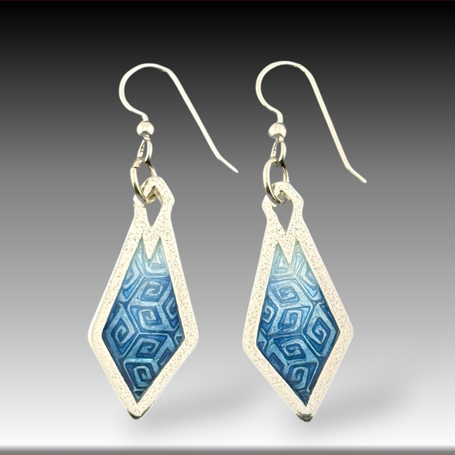 blue enameled silver earring
 samples of Pam East Template & Texture Set - Small Earrings - Set A