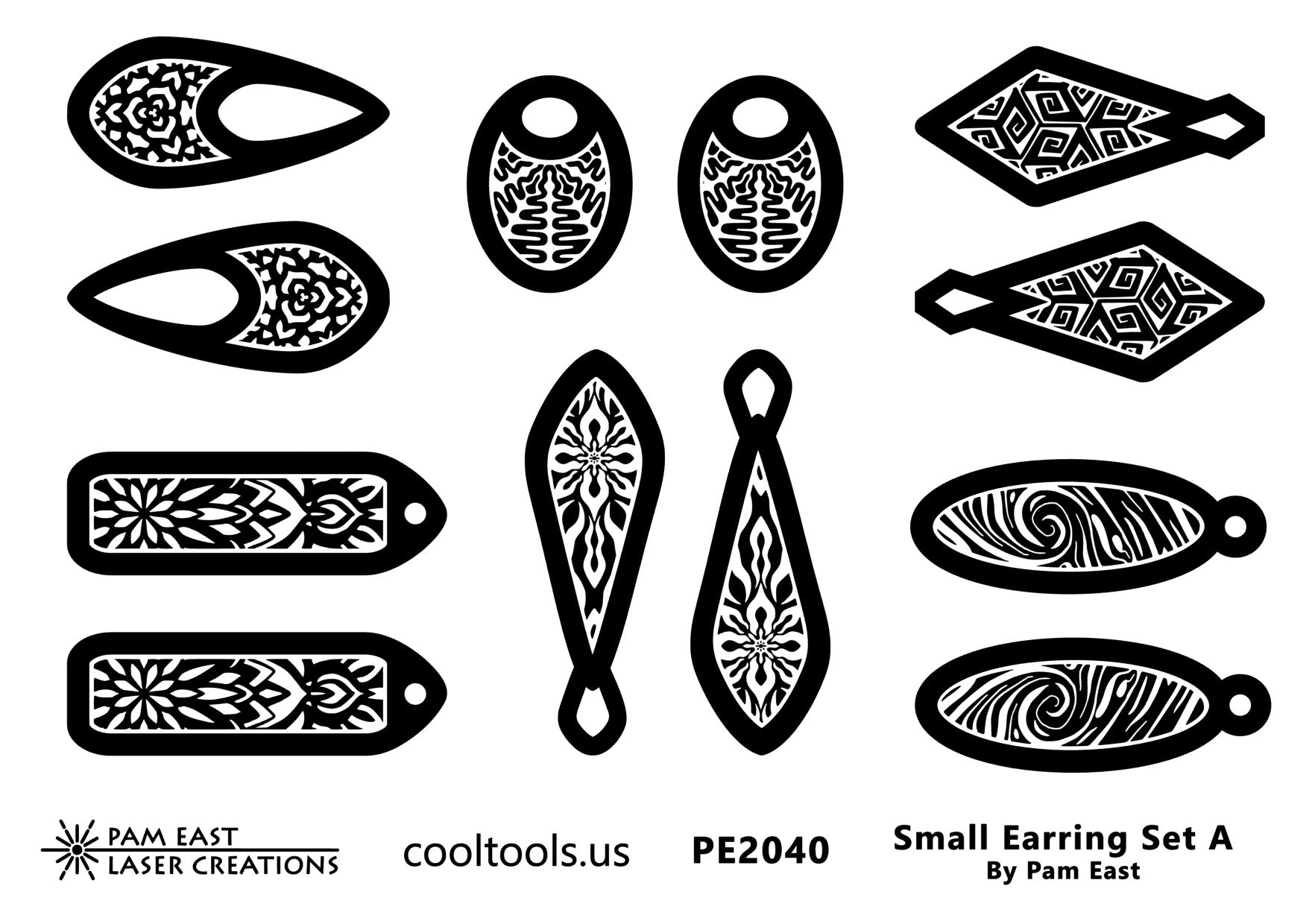 Pam East Template & Texture Set - Enamel Earrings - Set A