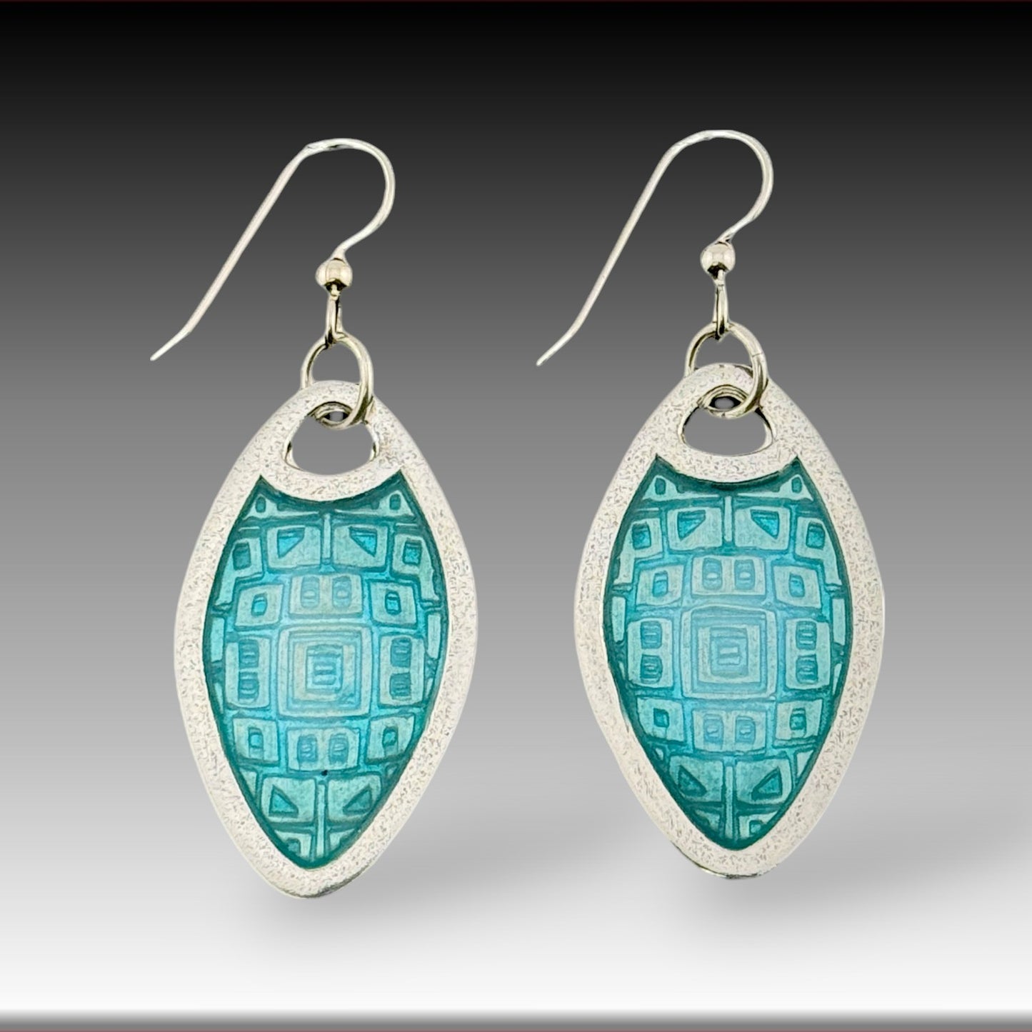 aqua enameled silver earrings sample of Pam East Template & Texture Set - Large Earrings - Set B