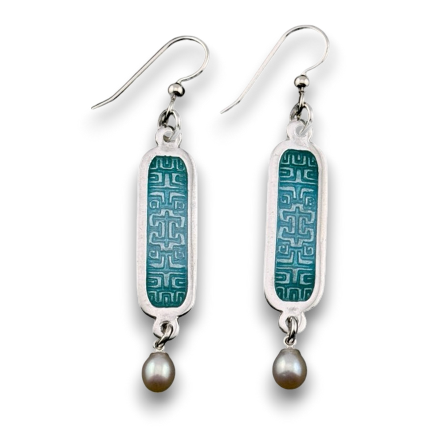 blue enameled silver earrings sample of Pam East Template & Texture Set - Drop Earrings - Set C