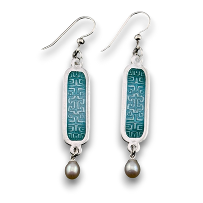 blue enameled silver earrings sample of Pam East Template & Texture Set - Drop Earrings - Set C