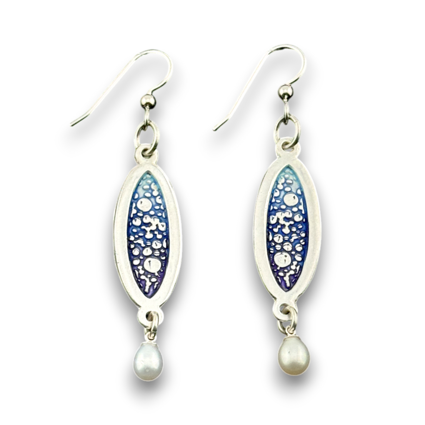 blue enameled silver earrings sample of Pam East Template & Texture Set - Drop Earrings - Set C