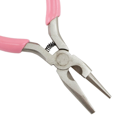 Carbon Steel Jewelry Pliers - Wire Looping Concave and Round Nose with Cutter with pink grip