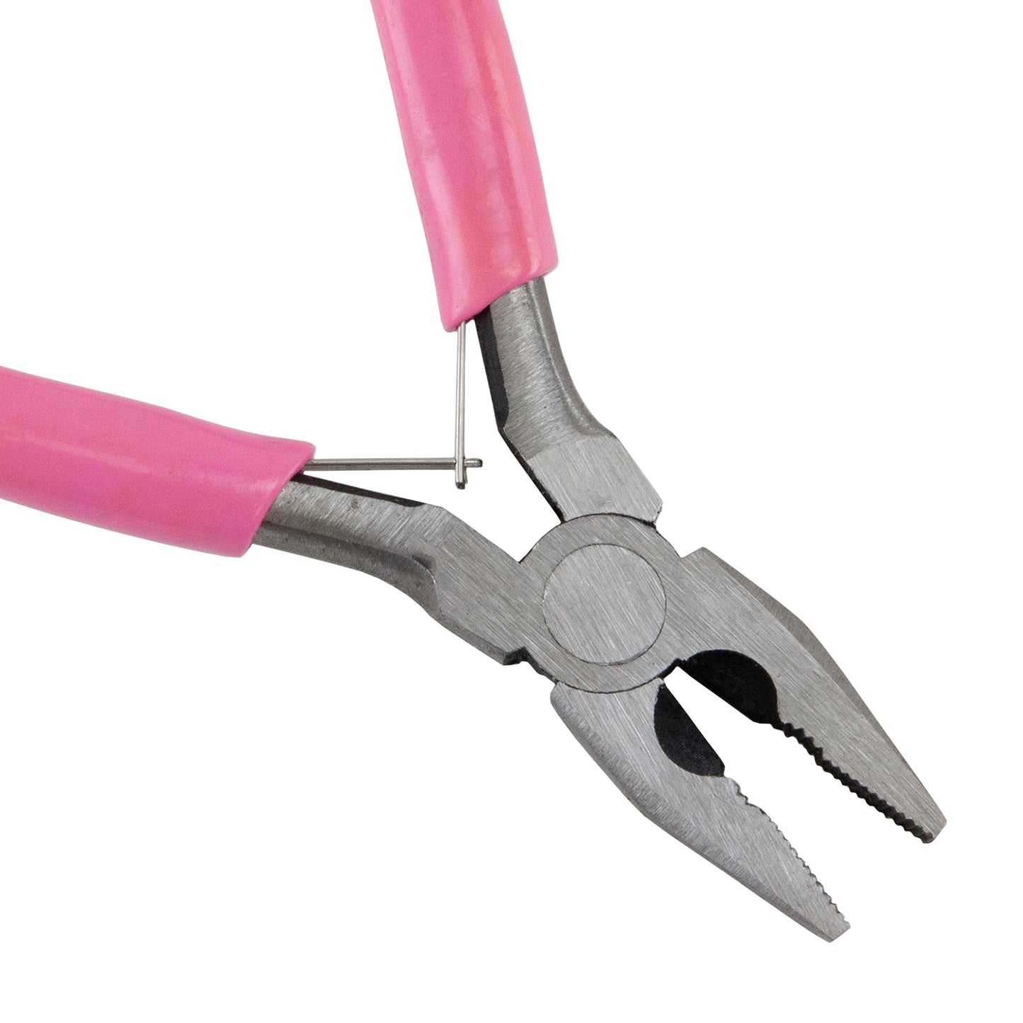 Carbon Steel Jewelry Pliers - Flat Nose with Cutter with pink grips