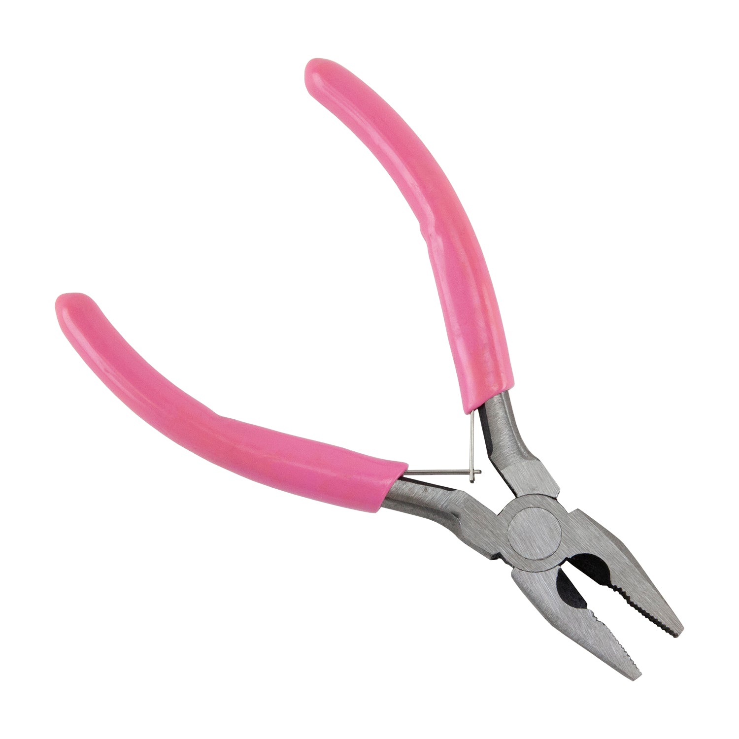 Carbon Steel Jewelry Pliers - Flat Nose with Cutter with pink grips