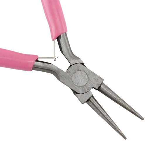 Carbon Steel Jewelry Pliers - Round Nose with pink grip
