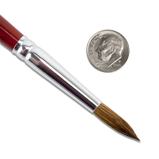 Red Sable Water/Paste Brush #10 with dime. Top quality red sable brush made with pure red sable for smooth application of water or paste. This size is perfect for applying paste to large areas. Keep at least one in each size for each clay you use.