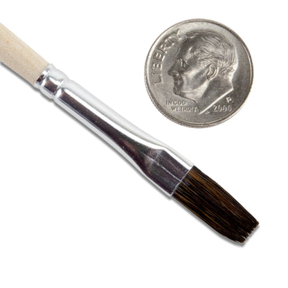 Short Hair Cleaning Brush 1/4" with dime

Short Hair Cleaning Brush. Trim bristles to use as a cleaning brush to remove clay dust from delicate dry metal clay projects.