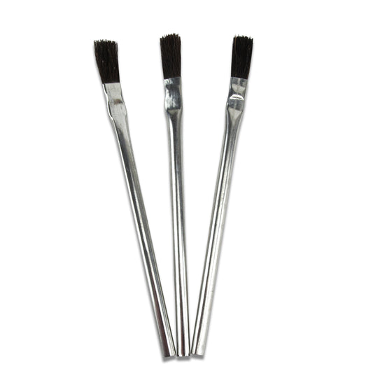 Utility / Flux Brush

Natural bristle acid brushes have crimped all-metal handles. Economical, general purpose utility brush great for one-time use applications to save time and avoid messy cleanups. Suitable for acid, flux, epoxy, glue, paste, touch-ups, solvents and more.