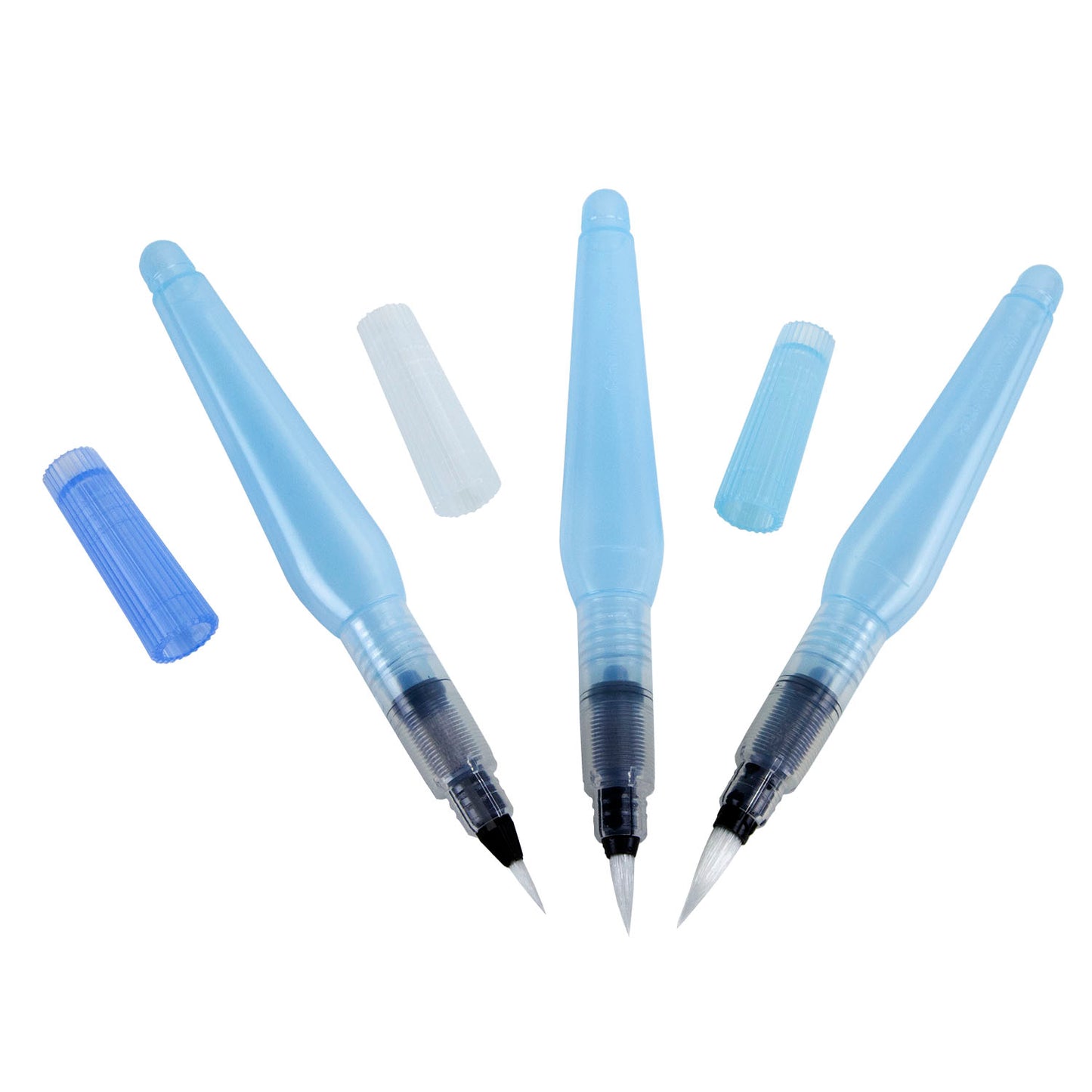 three Aquash™ Water Brush wth caps removed