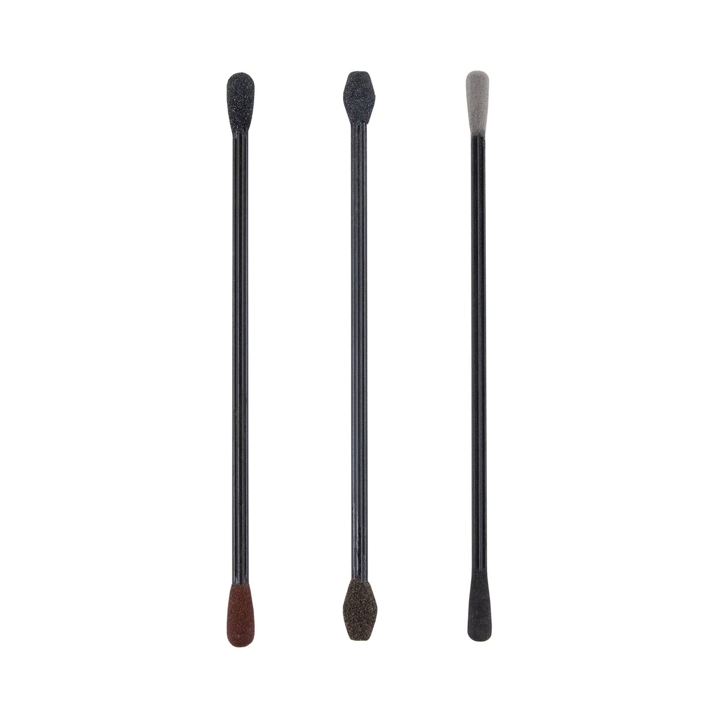 sandits Extra fine teardrop: Black = 400 grit, Grey = 800 grit
Medium/fine teardrop: Brown = 120 grit, Grey = 180 grit
Medium/fine wedge: Brown = 120 grit, Grey = 180 grit