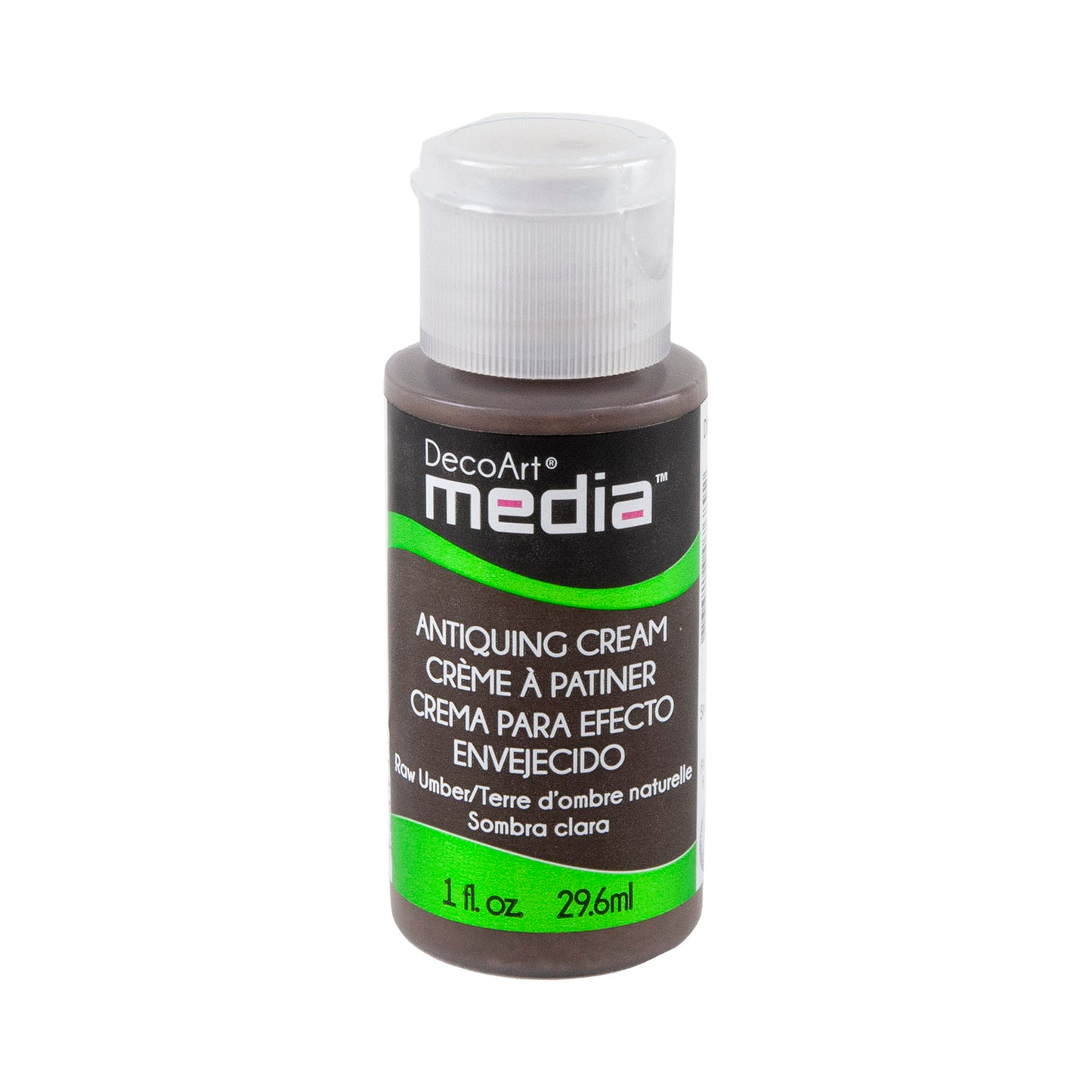 bottle of DecoArt Media Antiquing Cream - Raw Umber - 1oz