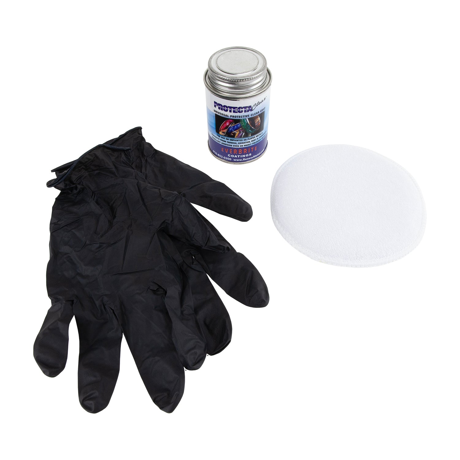 ProtectaClear - 4 oz jar, rubber gloves, and applicator sponge