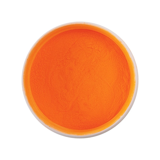 open jar of Powder Coating - Striker Orange - High Gloss