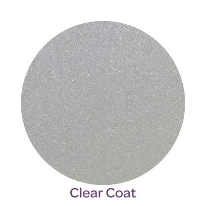 Powder Coating - High Gloss Metallic Silver Sparkle Clear Coat sample over aluminum