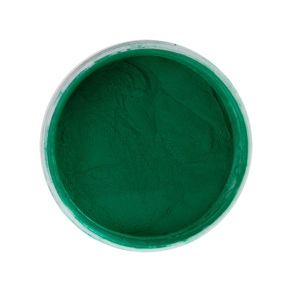 open jar of Powder Coating - Torque Green - High Gloss